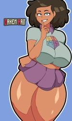 1girls 2025 amphibia amphibia_(series) big_breasts big_thighs breasts breasts_out brown_hair curvy curvy_female curvy_figure curvy_thighs daken_art(artist) daken_henderson(artist) disney_channel fanart female looking_at_viewer mature_female mrs._boonchuy only_female oum_boonchuy school_uniform schoolgirl_uniform shiny_skin short_hair short_skirt simple_background smile smiley_face thick_thighs