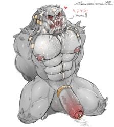 2025 abs alien balls barazoku barbell_piercing bodily_fluids crazydrak cum cum_in_mouth cum_inside cum_on_chest cum_on_face dated dreadlocks erection front_view genital_fluids genital_piercing genitals grey_balls grey_body grey_penis hi_res humanoid humanoid_genitalia humanoid_penis kneeling male muscular muscular_humanoid muscular_male narrowed_eyes nipple_barbell nipple_piercing nipples nude open_mouth pecs penis penis_piercing piercing predator_(franchise) prince_albert_piercing red_eyes red_nipples signature simple_background solo white_background yautja