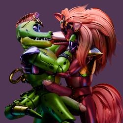 alligator alligator_tail alligatorid alligatorid_humanoid animatronic anthro anthro_male biceps black_nails clawed_fingers claws cock_ring crocodile crocodile_tail crocodilian crocodylid eye_wear face_paint facial_markings fingerless_gloves five_nights_at_freddy's five_nights_at_freddy's:_security_breach fnaf glamrock_foxy_(fnaf) green_body green_scales green_skin kissing long_nails machine male male_only mohawk mohawk_(hairstyle) montgomery_gator_(fnaf) muscle muscles muscular_anthro muscular_body muscular_furry muscular_male non_human precum_drip red_eyes red_hair reptile reptile_humanoid robot robot_anthro robot_humanoid scales scalie scottgames shades sharp_teeth shoulder_pads spiked_bracelet spikes spotted_body star_shades steel_wool_studios sunglasses tail_markings two_tone_body yellow_body yellow_scales yellow_skin yhoali_xxx