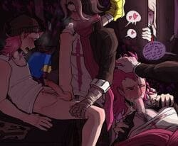 2boys blush cum cum_in_mouth danganronpa gay gay_sex gundham_tanaka heavy_breathing kazuichi_souda male_only moaning sucking sucking_penis sweating yaoi