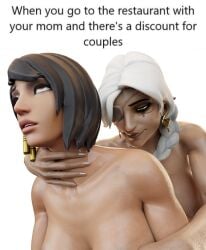 1futa 1girls 3d 3d_(artwork) ana_amari blizzard_entertainment daughter female futanari incest meme mother mother_and_daughter overwatch pharah piroguh