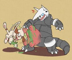 aggron ambiguous_gender animal_genitalia argon_vile balls generation_2_pokemon generation_3_pokemon genitals hi_res male male/ambiguous nintendo paint pokemon pokemon_(species) sheath smeargle teats transformation udder_transformation udders