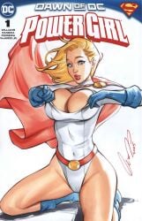 artist_request big_breasts blonde_hair blue_gloves breasts breasts_too_big cape cleavage clothed dc dc_comics female gloves inconvenient_boobs inconvenient_breasts large_breasts long_hair looking_at_own_breasts looking_down looking_down_at_breasts looking_down_at_self no_sex opening_shirt power_girl pulling_clothing questionable safe safe_for_work solo_female source_request suggestive superhero superheroine supersuit tagme tight_supersuit