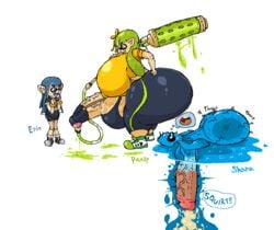 artist_request cum futanari huge_balls huge_breasts huge_cock ink inkling inkling_boy inkling_girl mesia_(artist) splatoon thick tight_clothing