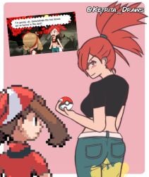 fart fart_cloud fart_fetish farting flannery_(pokemon) ketrita may_(pokemon) pokeball red_eyes red_hair simple_background twitter_username