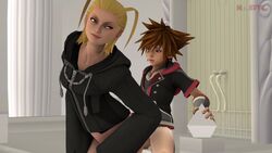 animated black_coat blonde_hair buttjob coat ejaculation human interracial kingdom_hearts larxene neinsfw nobody_(kingdom_hearts) organization_xiii outerwear penis smug sora square_enix video