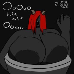 1boy 1boy1girl 1girls 2025 2d 2d_(artwork) areola areolae azazel_(the_binding_of_isaac) big_areola big_areolae big_breasts black_background black_body breasts breathing breathing_heavily color colored crossover demon demon_boy demon_girl demon_horns dialogue english_dialogue english_text eyes_covered fangs female frown hair hair_covering_eye hair_covering_eyes heavy_breathing horn horns huffing huge_breasts lilith_(the_binding_of_isaac) lilithgal long_hair male male/female naked naked_female no_sex nude nude_female offscreen_character offscreen_male open_eyes open_mouth reaching reaching_out reaching_through reaching_towards_another red_hair reference request sad shading short_hair simple_background simple_shading spooky text the_binding_of_isaac the_ring tv