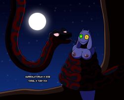 2023 absurd_res animated anthro anthro_on_feral areola black_body black_scales blank_expression boss_monster_(undertale) bovid breasts caprine coiling coiling_another coiling_around_body coiling_around_neck crimson_the_snake duo female feral full_moon fur hi_res hypnosis looking_at_another male male/female mammal mind_control moon night nipples nude open_mouth outside pink_sclera plant red_body red_scales reptile restrained restrained_arms ringed_eyes scales scalie sitting smile snake star surrealatorium tongue tongue_out toriel tree undertale_(series) white_body white_fur