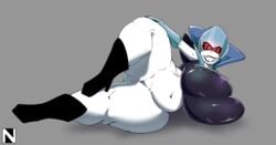 1girls ass belly breast chubby deamboy deltarune deltarune_chapter_2 female female_focus female_only heel_boots hips hyper hyper_breasts large_ass large_breasts laying_down laying_on_side no_genitals no_pants queen_(deltarune) simple_background smiling thick_thighs thighs wide_hips