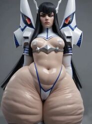 ai_generated angry_face animated anime bangs bbw belly_button bikini black_hair bottom_heavy breasts cameltoe cellulite covered_nipples extreme_cellulite fat_ass female frown headgear hips_wider_than_shoulders hyper hyper_ass hyper_hips hyper_thighs impossible_clothes jiggle jiggling_ass jiggling_breasts junketsu kamui_(kill_la_kill) kill_la_kill kiryuuin_satsuki latex long_hair navel nipple_tape nipples obese shaking_butt shaking_hips small_breasts swamp_ass sweat sweatdrop sweating sweaty sweaty_ass tagme thick_thighs twerking video wide_hips