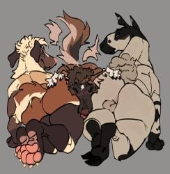 all_fours ambiguous_gender anthro ass balls big_butt blush borzoi bovid bullying butt_grab butt_press canid canine canis caprine domestic_dog domestic_sheep face_between_cheeks face_in_ass face_squish facial_piercing feet female fursona_(raunchysurfeit) futanari genitals hand_on_butt hi_res hindpaw hooves hunting_dog hybrid intersex kerry_hill_sheep licking male mammal murph_(raunchysurfeit) nose_piercing nose_ring paws piercing playful raised_tail raunchysurfeit ring_piercing sack sheep sighthound skunk_dog smothering smug squeezing squish tail tail_motion tailwag thick_thighs tongue tongue_out wide_hips
