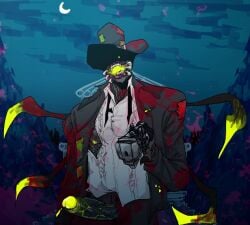 clothed clothed_male gay monster monster_boy night night_sky nohomoexpress penis_out penis_out_of_pants torn torn_pants veiny_cock veiny_penis