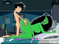 1boy 1girls accurate_art_style big_belly black_hair breasts cum_in_pussy cum_inside danny_fenton danny_phantom desiree dlt doggy_style edit female ghost long_hair male pregnant pregnant_sex straight