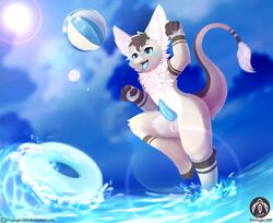 absurd_res anthro balls beach claws dragon genitals hi_res male male_only paws penis playful seaside senz smile solo sorvete water