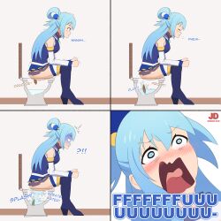 aqua_(konosuba) aqua_face ass awkward bare_ass blue_hair boots cleaning_anus cleaning_ass defecating dirty_anus dirty_ass dress female goddess humor jd_(artist) kadokawa_corporation kono_subarashii_sekai_ni_shukufuku_wo! long_hair ponytail scat screaming smelly_anus smelly_ass stinky_anus stinky_ass studio_deen toilet toilet_use turd young young_female