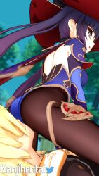 3d 3d_(artwork) aether_(genshin_impact) faceless_male facesitting genshin_impact kanjihentai miragemain mona_(genshin_impact) pantyhose wallimog