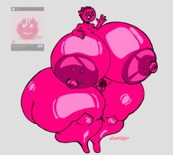 alternate_version_available animate_inanimate anthrofied bow breasts exaggerated_anatomy exaggerated_proportions female humanoid hyper hyper_areola hyper_ass hyper_breasts hyper_butt hyper_hips hyper_thighs lipstick magenta_body magenta_skin massive_ass massive_breasts massive_butt massive_hips massive_thighs monstorlilly scrub_daddy_(brand) scrub_mommy unrealistic_proportions where_is_your_god_now