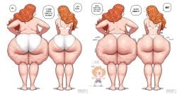 2girls ass ass_focus back_view bbw bbw_mom big_ass big_breasts big_thighs blue_eyes blushing bra_and_panties breasts bubble_butt cellulite english english_text enormous_ass fat_ass fellatrix female female_only gigantic_ass huge_ass huge_thighs hyper hyper_ass hyper_asscheeks hyper_thighs inconvenient_ass light-skinned_female light_skin long_hair mary_lou_(fellatrix) mature mature_body mature_female mature_figure mature_woman milf mommy mother_and_daughter orange_hair original peggie_sue_(fellatrix) red_hair round_ass suzie_q_(fellatrix) thick thick_ass thick_thighs thighs viewed_from_behind voluptuous voluptuous_female wide_hips