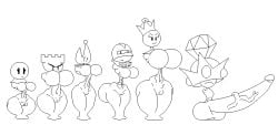 1boys 5girls bishop_(chess) breasts chess featureless_breasts female flat_colors hyper-thin_waist keelgabeytheart king_(chess) knight_(chess) male mob_face no_feet not_furry pawn_(chess) queen_(chess) rook_(chess) shorter_male taller_female white_background white_body