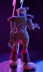 3_toes 3d_(artwork) 4_fingers animatronic anthro anus ass backsackz balls ballsack bear black_clothing black_hat black_headwear blue_claws blue_pawpads bracelet claws clothing digital_media_(artwork) ear_piercing ear_ring feet fingers five_nights_at_freddy's five_nights_at_freddy's:_security_breach flaccid full-length_portrait genitals glamrock_freddy glamrock_freddy_(fnaf) glistening glistening_body hat headgear headwear hi_res humanoid_genitalia humanoid_penis jewelry leg_warmers legwear machine male mammal neon_lights orange_body pawpads penis piercing portrait rear_view red_clothing red_leg_warmers red_legwear reflective_floor ring_piercing robot robot_anthro scottgames scut_tail short_tail shoulder_pads solo spiked_bracelet spikes steel_wool_studios tail toes top_hat vincead