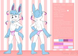 bulge character_sheet furry furry_only male male_only mostly_nude panties pokemon shiny_pokemon sylveon teenager text tonio_(artist) underwear young