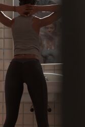 3d dommorama fully_clothed left_4_dead left_4_dead_2 peeping rochelle_(left_4_dead) self_upload sweat sweatpants voyeur voyeurism workout_clothes