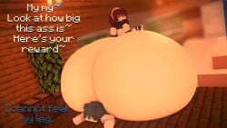 1girls animated ass_bigger_than_body ass_bigger_than_head ass_bigger_than_torso bursting_butt butt_expansion cappuccinodrinker colossal_ass growth hyper hyper_ass looking_back meat_wall_(body_type) minecraft no_sound tagme text video