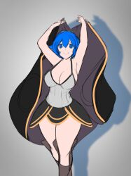 1girls bare_legs blue_eyes blue_hair boots breasts camisole cleavage coat female female_only fire_emblem fire_emblem_awakening jaxartdump large_breasts legs morgan_(fire_emblem) morgan_(fire_emblem)_(female) nintendo short_hair sideboob skirt solo