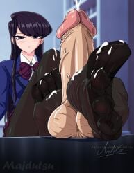 big_penis big_toes_rise cum cum_on_feet female flexible_toes footjob komi-san_wa_komyushou_desu komi_can't_communicate komi_shouko majdutsu stockings toes_visible_through_clothing