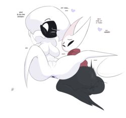 2girls anus ass big_ass black_eyes black_skin blush bug cape cloak completely_nude completely_nude_female edit female female_only full_body hollow_knight hornet_(hollow_knight) humanoid kilinah lace_(hollow_knight) lube multiple_girls naked naked_female nude nude_female red_cape silksong tagme thick_thighs white_skin