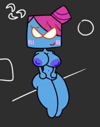 big_breasts blue_skin glasses mario_(series) nastasia nintendo nude paper_mario pink_hair secretary super_paper_mario thick_thighs