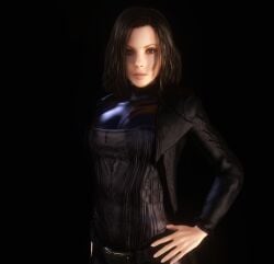 1girls 3d 3d_(artwork) black_bodysuit black_corset black_hair bodysuit breasts clothed clothed_female corset female female_only female_solo fully_clothed kate_beckinsale selene_(underworld) skin_tight solo solo_female tight_clothing underworld vaako vampire vampire_girl