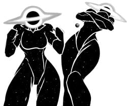 1female 1girls black_hole cosmic_skin earth female galaxy muscular_arms muscular_shoulders original personification solo space space_girl sun t1tans90 universe white_background