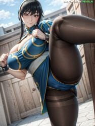 1girls absurd_res ai_generated ass big_breasts black_hair cameltoe chinese_clothes chinese_dress chun-li chun-li_(cosplay) cleavage cosplay female female_only fist high_resolution highres huge_breasts leg_up panda-ai panda_ai pantyhose red_eyes sash smile solo spy_x_family stable_diffusion standing standing_split street_fighter street_fighter_6 thick_thighs yor_briar yor_forger