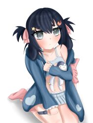 black_hair blue_eyes breasts female lilnoot_(vtuber) penguin_girl short_hair virtual_youtuber