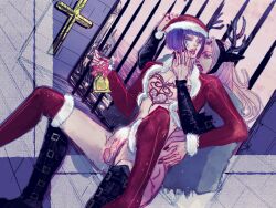 2boys bruno_buccellati christmas christmas_outfit duo erection gay jojo's_bizarre_adventure leone_abbacchio male male/male male_only penis santa_costume vento_aureo yaoi