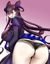 big_ass big_breasts black_hair fate/grand_order fate_(series) female female_only long_hair mature_female murasaki_shikibu_(fate) nipples nipples_visible_through_clothing purple_eyes servant_(fate) solo solo_female solo_focus thick_thighs yukimaro_yukkii yukkyyukimaro