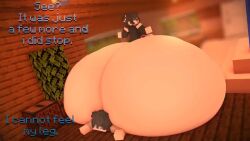 1girls animated ass_bigger_than_body ass_bigger_than_head ass_bigger_than_torso bursting_butt butt_expansion cappuccinodrinker colossal_ass growth hyper hyper_ass looking_back meat_wall_(body_type) minecraft no_sound tagme text video