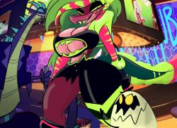 1girls cleavage demon demon_girl dinosaur dinosaur_girl egg_boi_(hazbin_hotel) female hazbin_hotel missi_zilla monster_girl zeezi