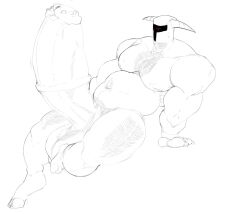 balls belly big_muscles boner chest_hair erection helmet hoodie horns huge_balls huge_cock hyper hyper_penis male male_only mammal medial_ring monochrome musclegut muscular muscular_male nipples pecs penis precum satyr sketch slugburner solo solo_male thick_penis thick_thighs