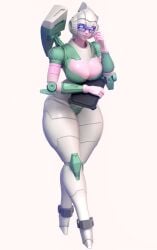 1girls 3d 3d_(artwork) big_breasts blue_eyes cleavage female female_only fembot glasses large_breasts lifeline_(transformers) multicolored_body nurse pink_body robot robot_girl robot_humanoid solo solo_female thick_thighs transformers trawert turquoise_body white_body