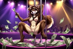 ai_generated female ferret furry furry_only money naughty_ferrets nightclub stipper_pole