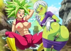 alien ass boots breasts cheelai clothed clothed_female curvaceous dragon_ball dragon_ball_super edit edited edited_image female_saiyan green_skin kefla legendary_super_saiyan nipples nude pants pleasure_face saiyan sano-br super_saiyan super_saiyan_2 topless topless_female universe_6/universe_7 universe_6_saiyan/universe_7_saiyan yamidanight