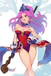 1girls angela_(seiken_densetsu_3) angela_(trials_of_mana) breasts cleavage elf female female_only optionaltypo seiken_densetsu_3 solo