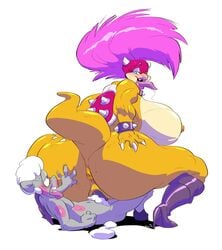 ass big_ass big_penis blue_eyes bracelet breasts busty eyeshadow fan_character female female_on_top grey_skin hand_on_ass happy heels high_heels horns huge_ass huge_breasts koopa lipstick_mark looking_back makeup male male_penetrating mandy_koopa mario_(series) nintendo nipples pink_hair saliva scalie side_boob slb spiked_bracelet straight tail tongue_out vaginal_penetration vaginal_sex white_background white_hair