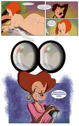 anthro breasts canine comic debbie_(goof_troop) disney english_text female goof_troop grigori_(artist) hair hoop_earrings hourglass_figure male mammal mature max_goof milf mother nipples nude parent peg_pete red_hair teeth text thick_thighs tongue