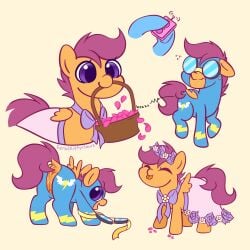 anus ass cub cute equid equine feral feral_only feralkittyclawz friendship_is_magic fur hasbro horse mammal my_little_pony orange_body orange_fur pegasus pony purple_eyes purple_hair pussy scootaloo_(mlp) smile young