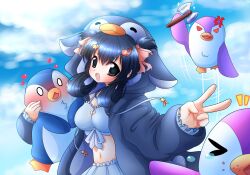 black_hair blue_eyes breasts female lilnoot_(vtuber) penguin_girl short_hair virtual_youtuber