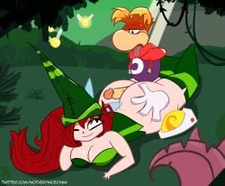 1boy 1girls ass ass_grab ass_visible assjob betilla_(rayman) dark-skinned_male incest light-skinned_female mother_and_child mother_and_son nicechan panting penis rayman rayman_(series) rayman_origins