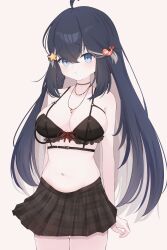 black_hair blue_eyes breasts female lilnoot_(vtuber) penguin_girl short_hair thighs virtual_youtuber